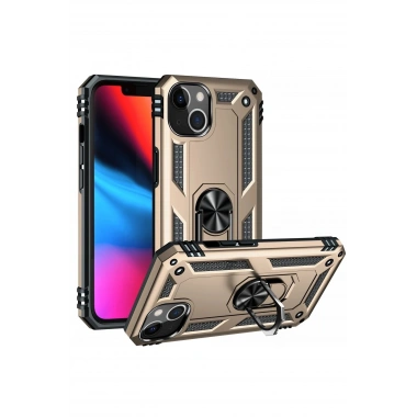 Mey İthalat®  iPhone 13 Kılıf Sofya Yüzüklü Silikon Kapak - Gold