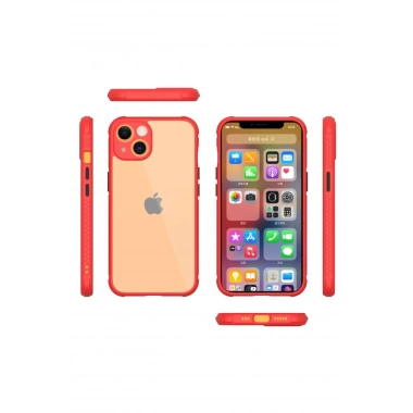 Mey İthalat® iPhone 13 Mini Kılıf Miami Şeffaf Silikon - Kırmızı