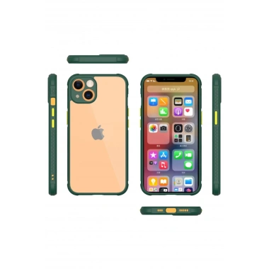 Mey İthalat® iPhone 13 Mini Kılıf Miami Şeffaf Silikon - Koyu Yeşil