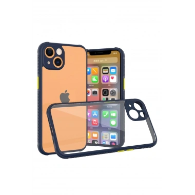 Mey İthalat® iPhone 13 Mini Kılıf Miami Şeffaf Silikon - Lacivert