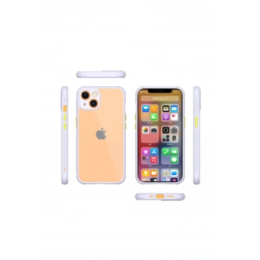 Mey İthalat® iPhone 13 Mini Kılıf Miami Şeffaf Silikon - Lila