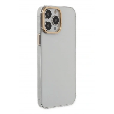 Mey İthalat®  iPhone 13 Pro Kılıf Anka PC Sert Metal Kapak - Şeffaf