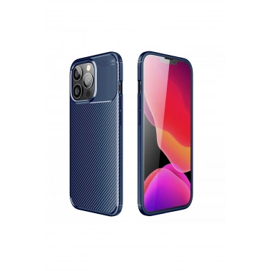 Mey İthalat®  iPhone 13 Pro Kılıf Auto Focus Karbon Kapak - Lacivert