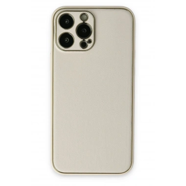 Mey İthalat®  iPhone 13 Pro Kılıf Coco Deri Silikon Kapak - Beyaz
