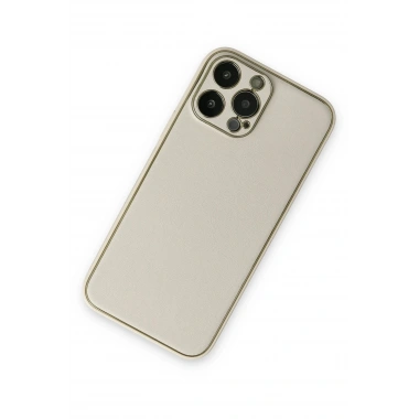 Mey İthalat®  iPhone 13 Pro Kılıf Coco Deri Silikon Kapak - Beyaz