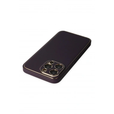 Mey İthalat®  iPhone 13 Pro Kılıf Coco Deri Silikon Kapak - Derin Mor