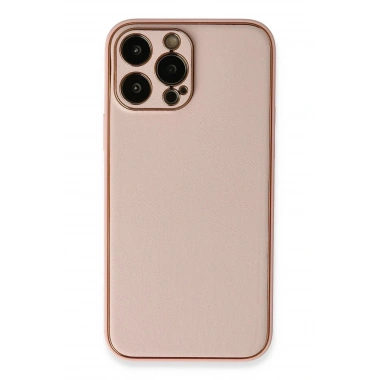 Mey İthalat®  iPhone 13 Pro Kılıf Coco Deri Silikon Kapak - Pembe