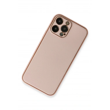 Mey İthalat®  iPhone 13 Pro Kılıf Coco Deri Silikon Kapak - Pembe