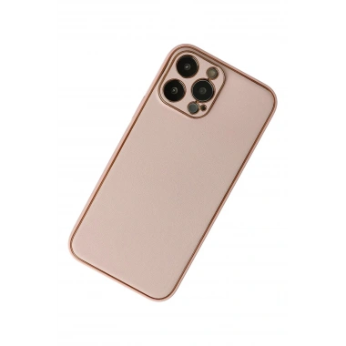 Mey İthalat®  iPhone 13 Pro Kılıf Coco Deri Silikon Kapak - Pudra