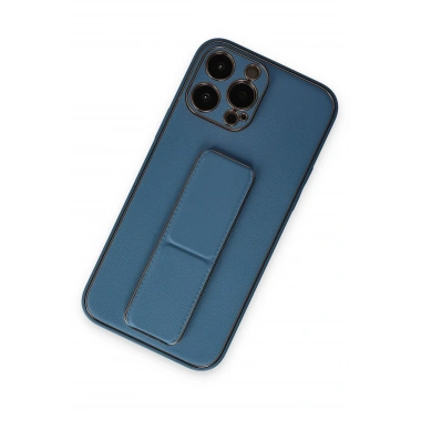 Mey İthalat®  iPhone 13 Pro Kılıf Coco Deri Standlı Kapak - Açık Mavi