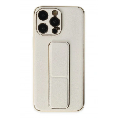 Mey İthalat®  iPhone 13 Pro Kılıf Coco Deri Standlı Kapak - Beyaz