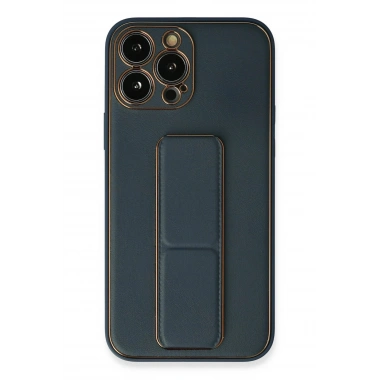 Mey İthalat®  iPhone 13 Pro Kılıf Coco Deri Standlı Kapak - Mavi