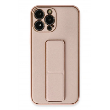 Mey İthalat®  iPhone 13 Pro Kılıf Coco Deri Standlı Kapak - Pembe