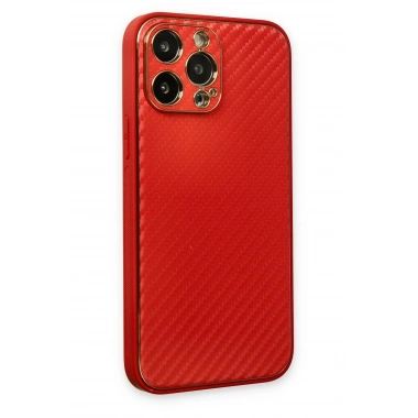 Mey İthalat®  iPhone 13 Pro Kılıf Coco Karbon Silikon - Kırmızı