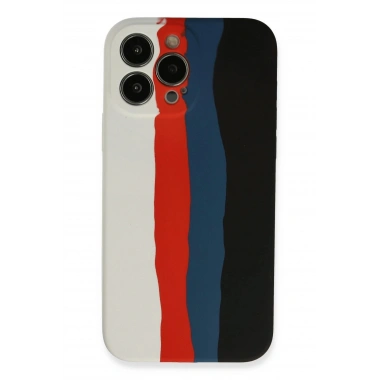 Mey İthalat® iPhone 13 Pro Kılıf Ebruli Lansman Silikon - Beyaz-Siyah