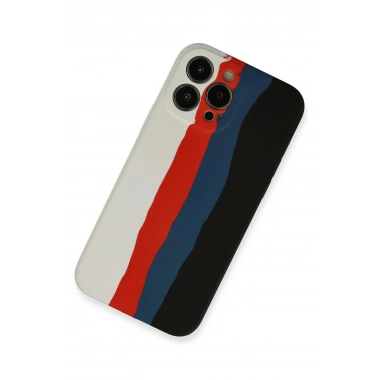 Mey İthalat® iPhone 13 Pro Kılıf Ebruli Lansman Silikon - Beyaz-Siyah