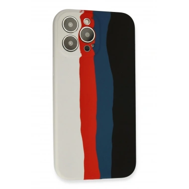 Mey İthalat® iPhone 13 Pro Kılıf Ebruli Lansman Silikon - Beyaz-Siyah