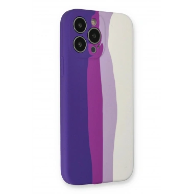 Mey İthalat® iPhone 13 Pro Kılıf Ebruli Lansman Silikon - Mor-Beyaz