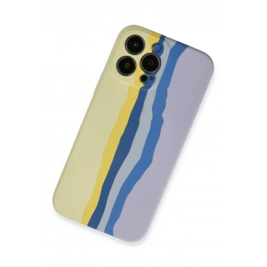 Mey İthalat® iPhone 13 Pro Kılıf Ebruli Lansman Silikon - Sarı-Lila