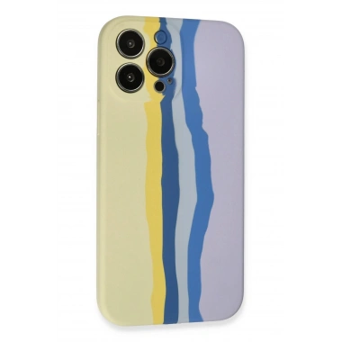 Mey İthalat® iPhone 13 Pro Kılıf Ebruli Lansman Silikon - Sarı-Lila