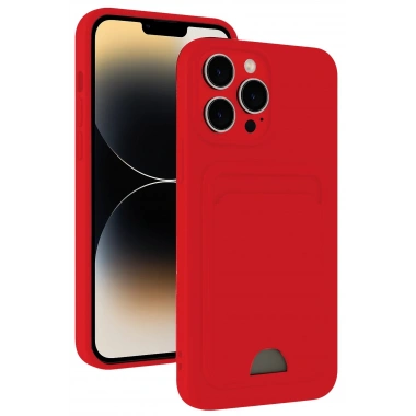 Mey İthalat®   iPhone 13 Pro Kılıf Kelvin Kartvizitli Silikon - Kırmızı