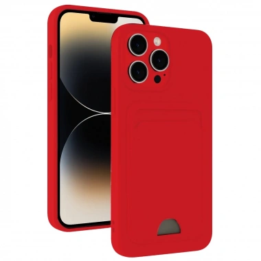 Mey İthalat®   iPhone 13 Pro Kılıf Kelvin Kartvizitli Silikon - Kırmızı