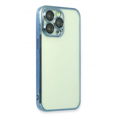 Mey İthalat®  iPhone 13 Pro Kılıf  Lensli Silikon - Açık Mavi