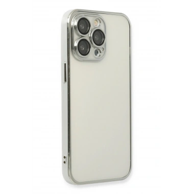 Mey İthalat®  iPhone 13 Pro Kılıf  Lensli Silikon - Gümüş