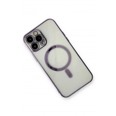 Mey İthalat® iPhone 13 Pro Kılıf Magneticsafe Lazer Silikon - Mor