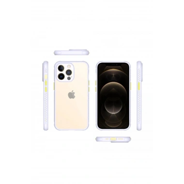 Mey İthalat® iPhone 13 Pro Kılıf Miami Şeffaf Silikon - Lila