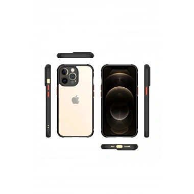 Mey İthalat® iPhone 13 Pro Kılıf Miami Şeffaf Silikon - Siyah
