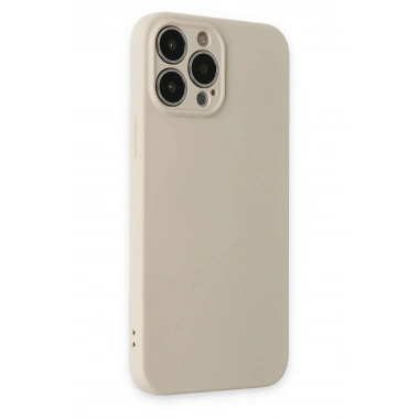 Mey İthalat®  iPhone 13 Pro Kılıf Nano içi Kadife Silikon - Bej