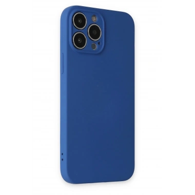 Mey İthalat®  iPhone 13 Pro Kılıf Nano içi Kadife Silikon - Lacivert