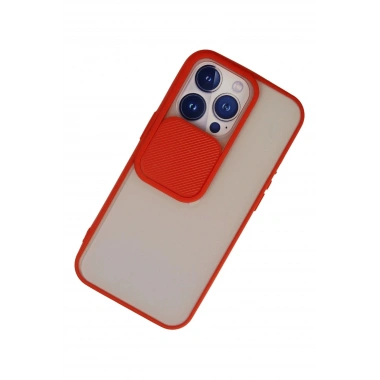 Mey İthalat® iPhone 13 Pro Kılıf Palm Buzlu Kamera Sürgülü Silikon - Kırmızı
