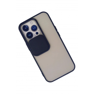 Mey İthalat® iPhone 13 Pro Kılıf Palm Buzlu Kamera Sürgülü Silikon - Lacivert
