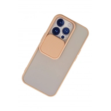 Mey İthalat® iPhone 13 Pro Kılıf Palm Buzlu Kamera Sürgülü Silikon - Pembe
