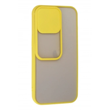 Mey İthalat® iPhone 13 Pro Kılıf Palm Buzlu Kamera Sürgülü Silikon - Sarı