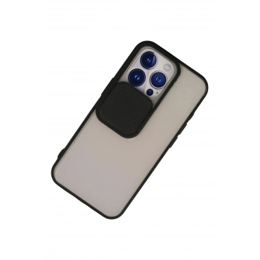 Mey İthalat® iPhone 13 Pro Kılıf Palm Buzlu Kamera Sürgülü Silikon - Siyah