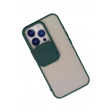 Mey İthalat® iPhone 13 Pro Kılıf Palm Buzlu Kamera Sürgülü Silikon - Yeşil