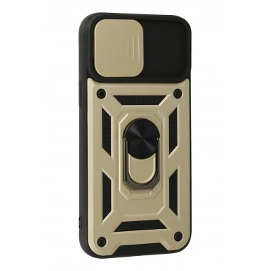 Mey İthalat®  iPhone 13 Pro Kılıf Pars Lens Yüzüklü Silikon - Gold
