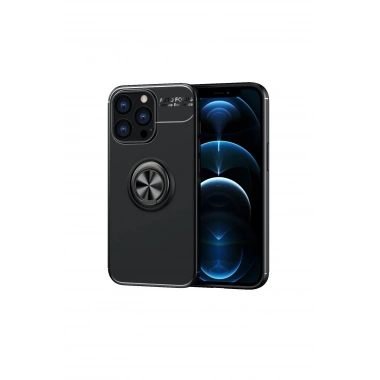 Mey İthalat® iPhone 13 Pro Kılıf Range Yüzüklü Silikon - Siyah