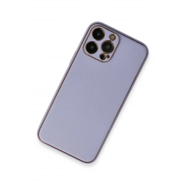 Mey İthalat®  iPhone 13 Pro Max Kılıf Coco Deri Silikon Kapak - Açık Lila