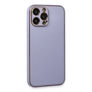 Mey İthalat®  iPhone 13 Pro Max Kılıf Coco Deri Silikon Kapak - Açık Lila