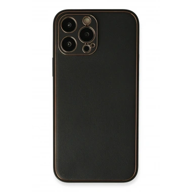 Mey İthalat®  iPhone 13 Pro Max Kılıf Coco Deri Silikon Kapak - Siyah
