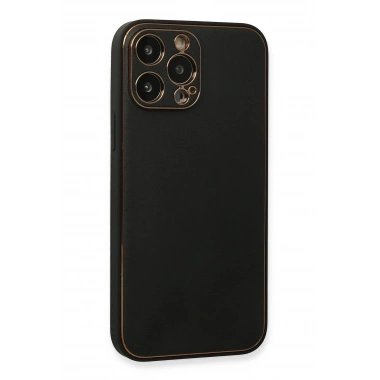 Mey İthalat®  iPhone 13 Pro Max Kılıf Coco Deri Silikon Kapak - Siyah