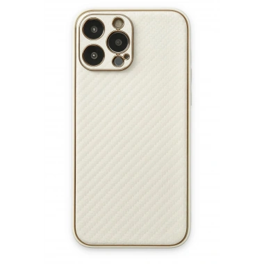 Mey İthalat®  iPhone 13 Pro Max Kılıf Coco Karbon Silikon - Beyaz