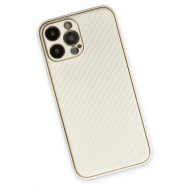 Mey İthalat®  iPhone 13 Pro Max Kılıf Coco Karbon Silikon - Beyaz