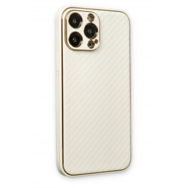 Mey İthalat®  iPhone 13 Pro Max Kılıf Coco Karbon Silikon - Beyaz