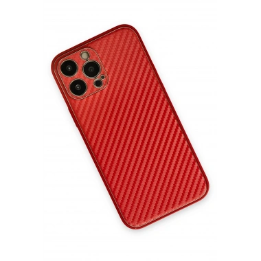 Mey İthalat®  iPhone 13 Pro Max Kılıf Coco Karbon Silikon - Kırmızı