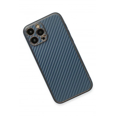 Mey İthalat®  iPhone 13 Pro Max Kılıf Coco Karbon Silikon - Mavi